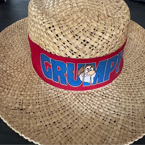 Vintage 90s Disney Goofy’s Hat Co Grumpy Straw Sun Hat Large RARE Snow White - Picture 2 of 8